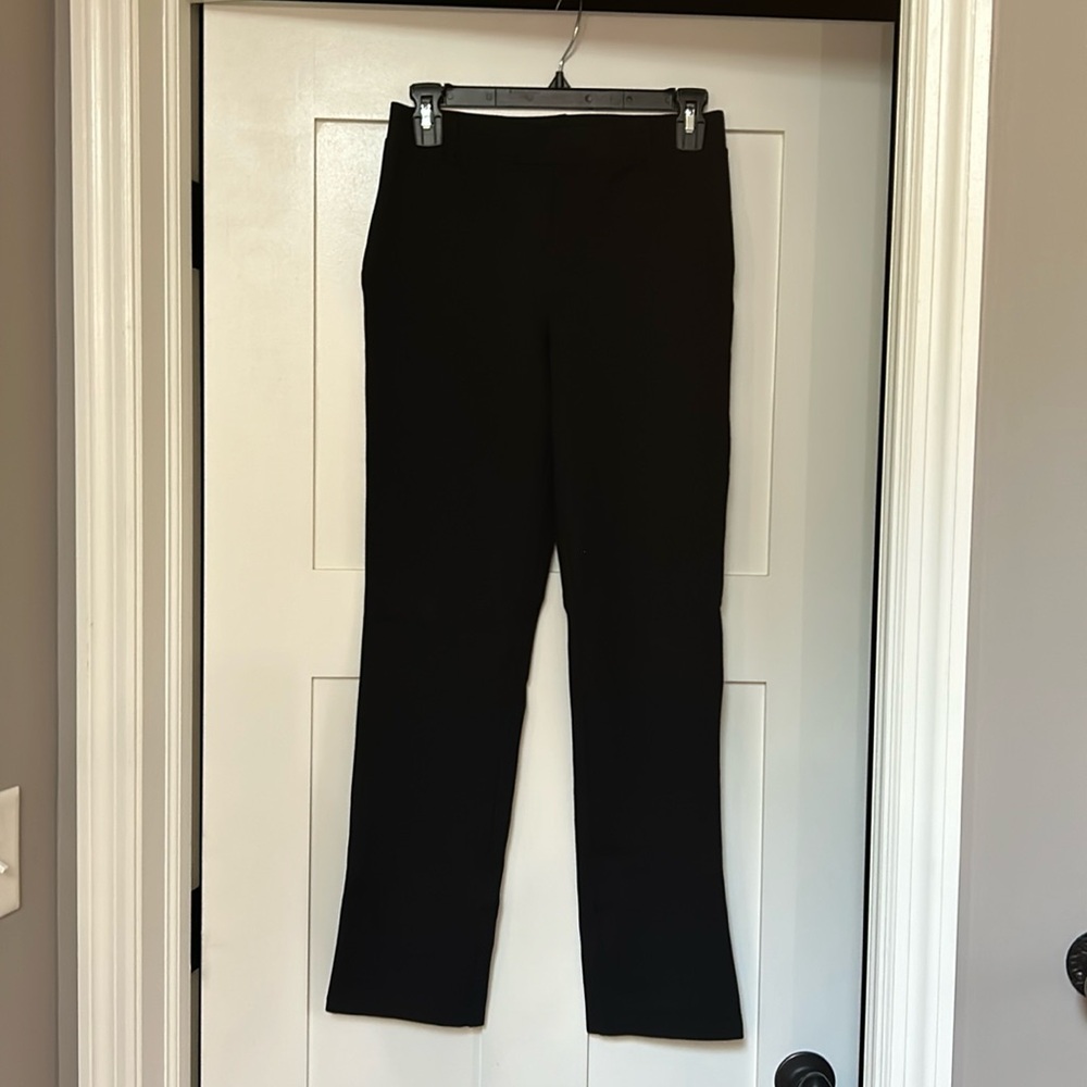 Quince Women's Black Ultra-Stretch Ponte Pants Straight Leg sz S Regular 30" PO